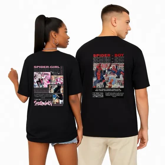 Kit 2 Camisetas Casal Homem aranha spider Masculino e Feminina 100% Algodão Premium