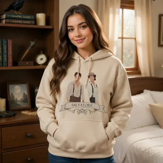 Moletom Canguru Personalizado Com Série Diários de Um Vampiro Stefan , Damon Elena Hello Brother