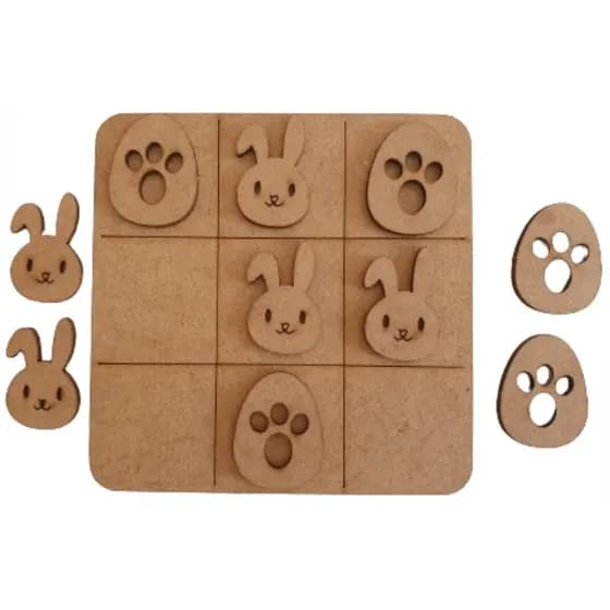130 Jogos da velha Pascoa Ovo Coelho em MDF 10cm tabuleiro brinquedo presente lembrancinha kit
