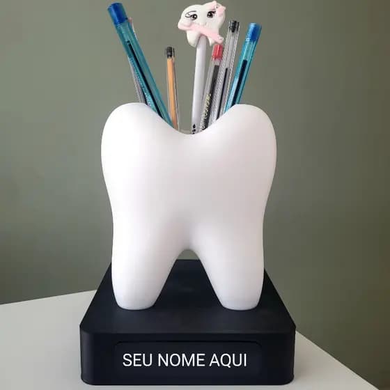 Suporte de Canetas em Forma de Dente Personalizado Com Seu Nome– Presente Ideal para Dentistas