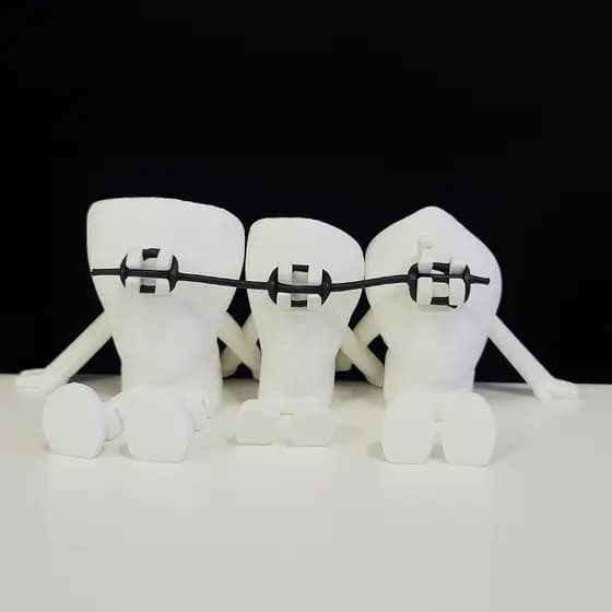 Miniaturas Dentárias 3D com Aparelho Ortodôntico – Incisivo, Lateral e Canino