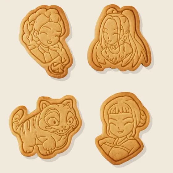 Kit com 4 Cortadores de Biscoito temático - Kpop Demon Hunters - Confeitaria Modelo 3D