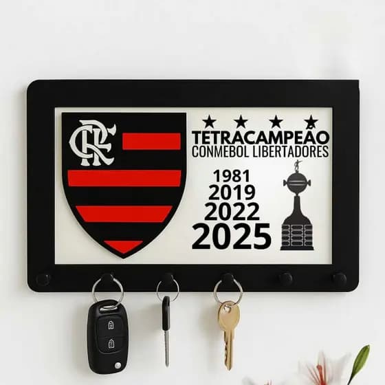 Porta Chave Chaveiro Flamengo Tetra Campeão Libertadores