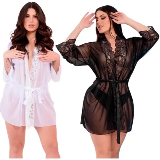 KIT COM 2 Robes Luxo Conforto Roupão Feminino Acompanha calcinha