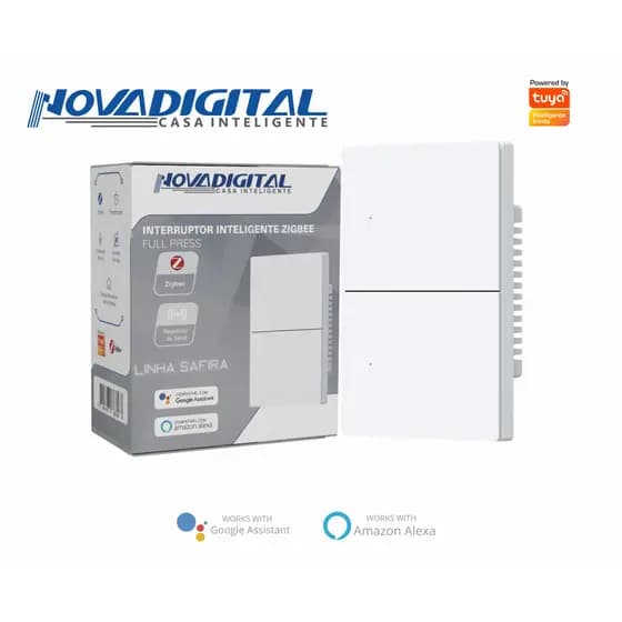 Interruptor Inteligente Zigbee Novadigital 2 Botões Safira Branco 10A 110-220v SA-2W