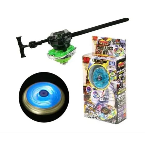 Beyblade metal com luz de led + lançador brinquedo infantil