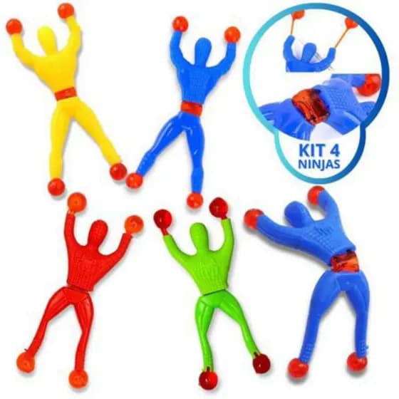 kit 4 super ninja gruda na parede homem aranha cola no vidro brinquedo