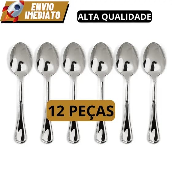 Kit 12 Colher Talheres Exclusivo De Aço Inox Luxo Reutilizável Faqueiro