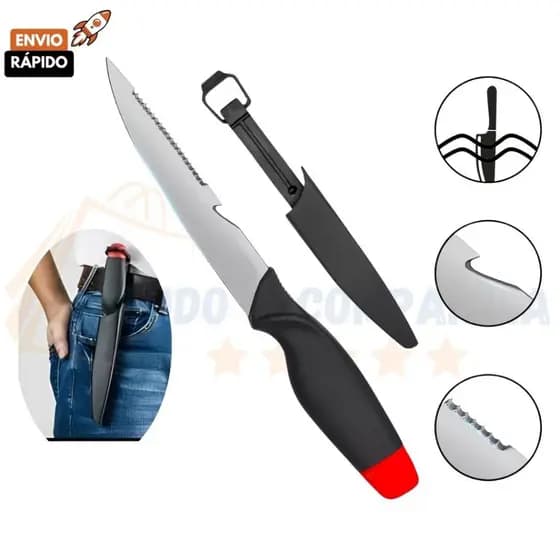 Faca Fileteira Flutuante em Aço Inox para Pesca e Caça com Bainha 28cm