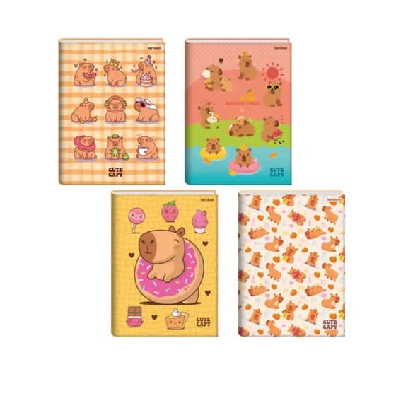 Caderno 1 Matéria Capivara Universitário Brochurão Capa Dura Costurado 80 Folhas