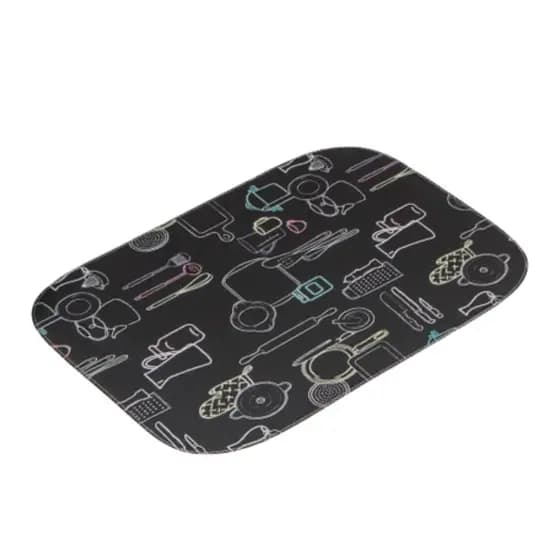 Tapete Multiuso Doméstico Preto Estampado 40x60cm Cozinha Sala de Jantar Mesa