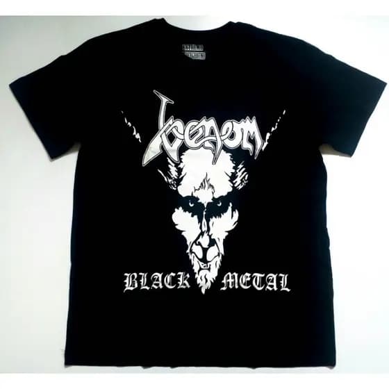 Camisa de rock Venom Black Metal disponível feminina e masculina todos os tamanhos