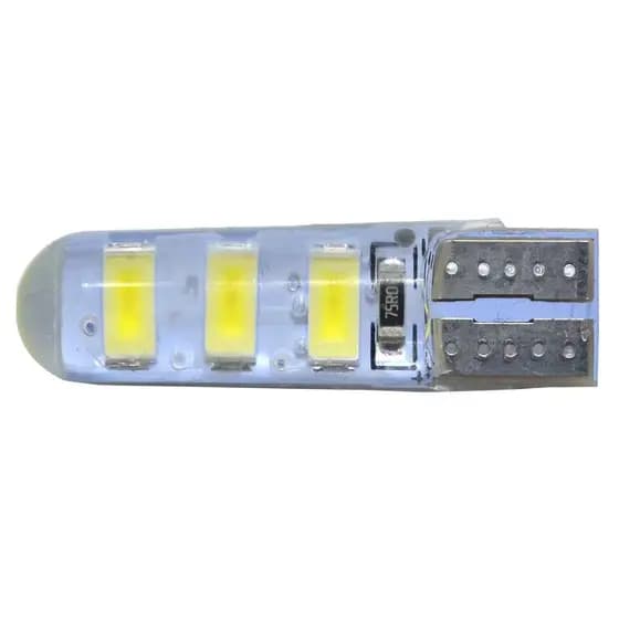 Kit 10 Lâmpada Led Pingo Silicone T10 6 Leds Cob Super Branca 12V