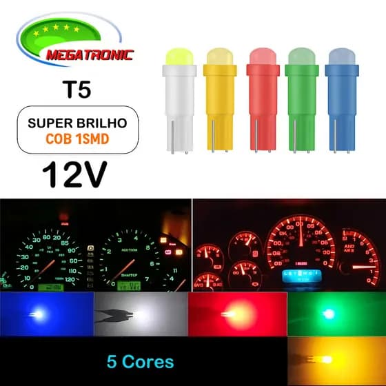 Lâmpada Led Carro T5 COB painel 12v led T5 pinguinho painel carro moto camarãozinho