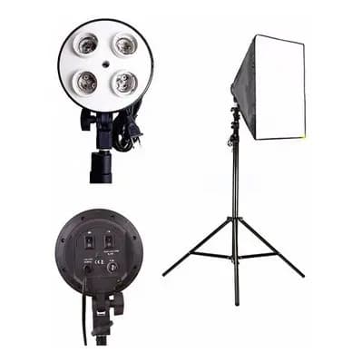 Kit SoftBox Soquete E27 Quadruplo 50 X 70 + Tripé 2m