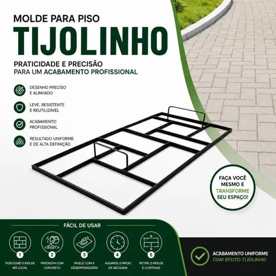 Forma Modeladora Modelo Tijolinho Para Calçada Piso Parede 60cm x 30cm