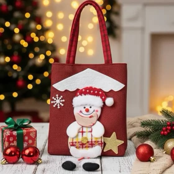 Sacola Natal Presente Decoração Boneco de Neve Enfeite Festas