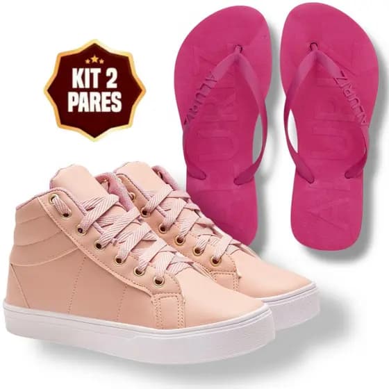 Kit 2 Pares, 1 Botinha casual + 1 Chinelo Tradicional a Sua Escolha