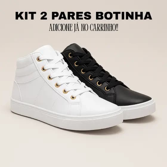 Kit 2 Pares Tenis Botinha Feminina Casual Cano Alto Antiderrapante Dia a Dia-Promoção Envio Imediato