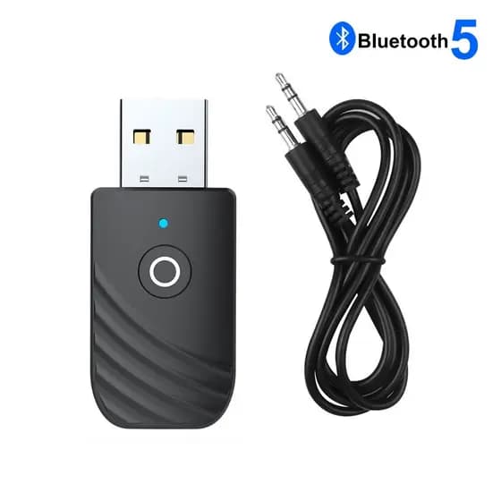 Adaptador 3em1 Usb Bluetooth 5.0 c/ Botão Receptor Transmissor Musica P2 Automotivo