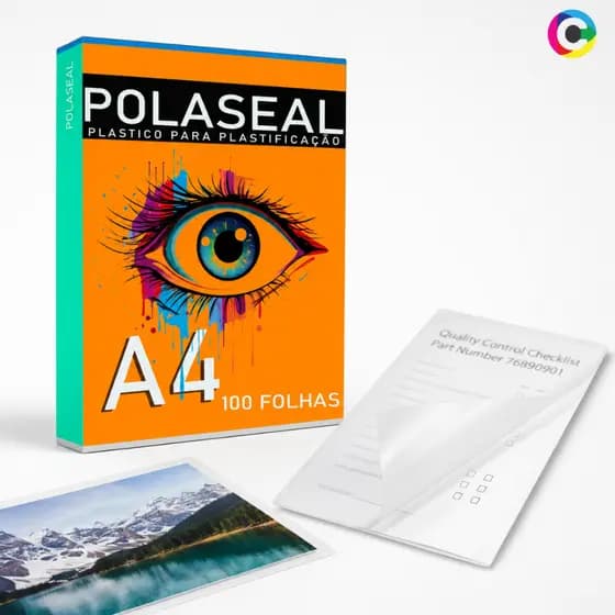 Plástico Para Plastificação Polaseal A4 100 Folhas 125 micras X-Full 220x307mm Premium Documento