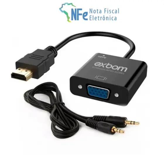 Adaptador Conversor HDMI para VGA com saída de Áudio P2 para Notebook PC Desktop PS3 Xbox