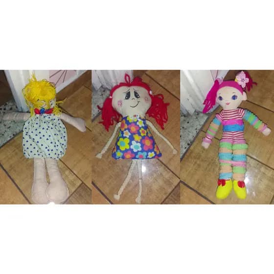 kit com 3 bonecas de pano artesanais