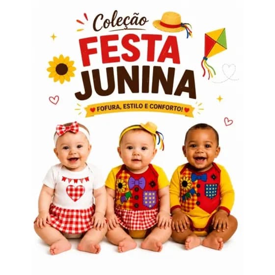 Body Personagem Festa Junina Junino Meu Primeiro Arraial Bebe Menina E Menino