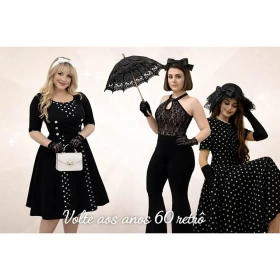 Vestido Retrô anos 60 Bolinhas Poá Renda Moda Evangélica Social Rodado Plus Size 38 ao 52 Midi Fardamento