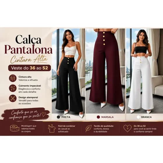 Calça Plus Size masi Vendida Preta Pantalona Cintura Alta Flare Boca De Sino Social Cós Alto Bailarina