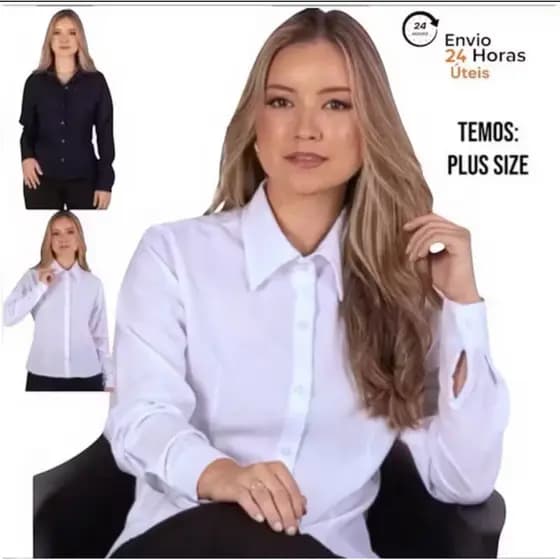 Camisete feminina manga longa blusa preta camisa social casual para trabalho.