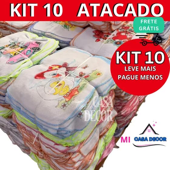 kit 10 pano de pia premium 100% algodão 30x38 estampado