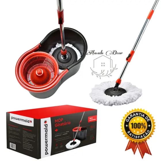 Mop Giratório Multiuso 360° Regulável Balde com Rodinha E Alça Rodo Limpeza Geral 100% original
