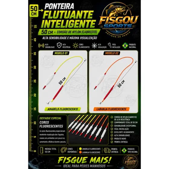 🎣 5 Ponteiras Flutuantes Inteligentes Pesca Tilápia 50 cm – Lançamento
