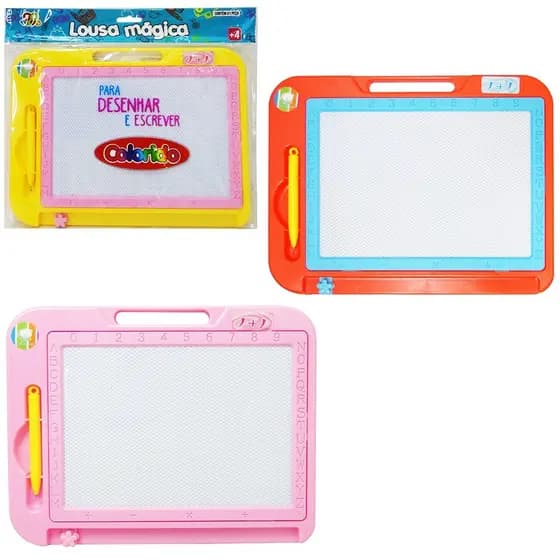 Kit 5/10 un Lousa Mágica Infantil Quadro Magnética Com Caneta e Apagador Brinquedo Educacional Quadro Desenha Apaga
