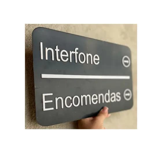 Placa Interfone E Encomendas 20x30 Acrílico Preto