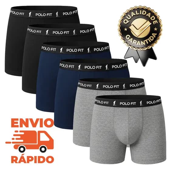 Kit 6 Cuecas Polo Fit Boxer Algodão Box Masculina Promoção Original Cotton