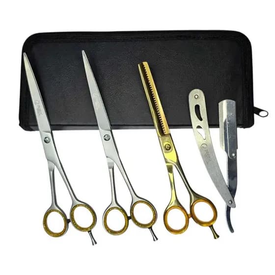 Kit 3 Tesouras e 1 Navalhete Profissional 7.0