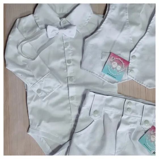 Roupa de Batizado Bebê Menino Conjunto Calça e Colete