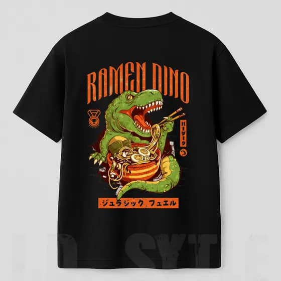 Camiseta Oversized Academia Ramen Dino Treino Pesado Camisa 100% Algodão Estilo Streetwear Premium