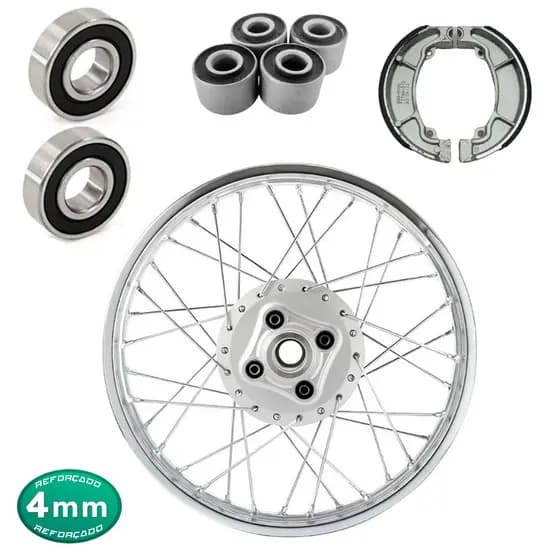 Roda Traseira Titan 125 2000/2004 Fan 125 2005/2008 Montada e Alinhada + Patim Freio/Rolamento/Bucha