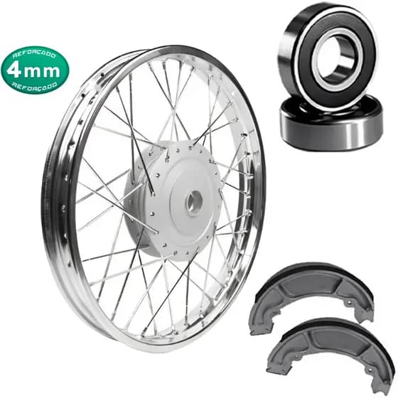 Roda Dianteira Titan 125 00/04 Fan 125 05/08 Cromado + Rolamentos + Lonas