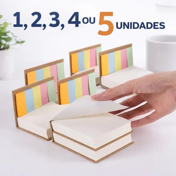 1/2/3/4/5 Unidades - Mini Bloco de Anotações em papel kraft, 200 folhas brancas e 5 blocos autocolantes coloridos.