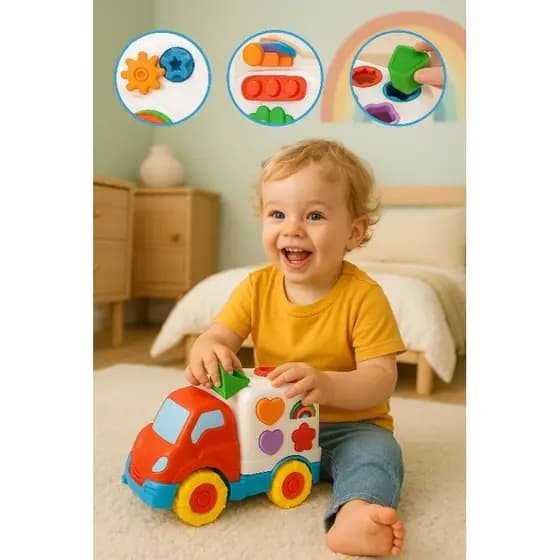 Brinquedos para Bebê Caminhão Didático com Encaixes Tchuco Baby Baú - Samba Toys - Envio Imediato