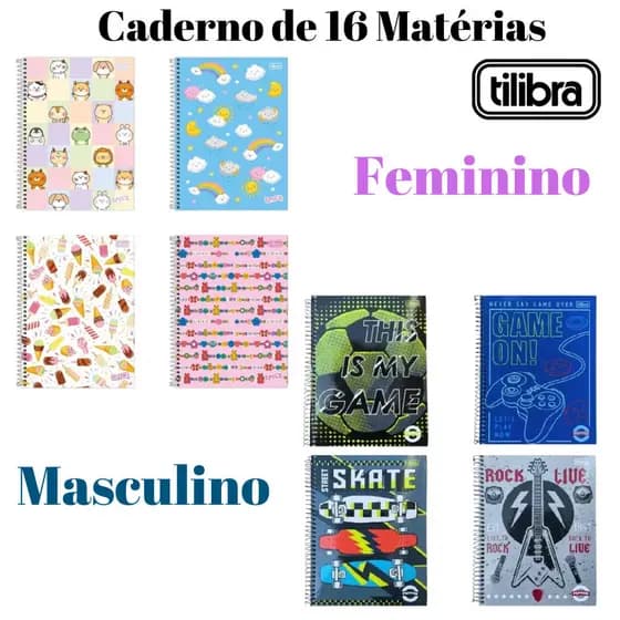 Caderno Cadernos De 16 Matérias 256 Folhas Tilibra Pepper Masculina E Feminina Universitário universal