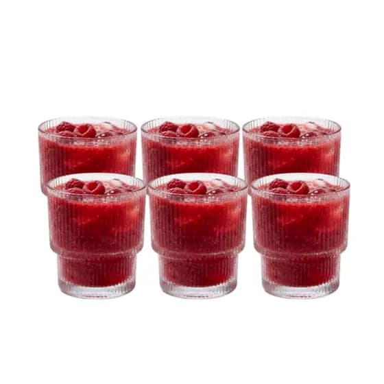 Copo Canelado de Vidro 300ml, Jogo de Copos de Vidro Resistente Canelado 6pcs – Ruvolo