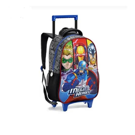 Mochila de Rodinha Infantil Super Heróis - Mega Heroes - Material escolar menino