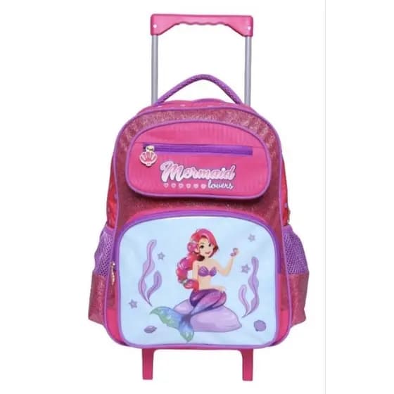 Mochila Rosa Escolar e Passeio para Menina Modelo Sereia - Material Escolar - Mochila de Rodinhas - Muito Resistente