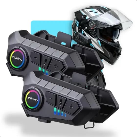 Kit 2 Intercomunicador Bluetooth 5.3 Fone de Ouvido Para Capacete Moto