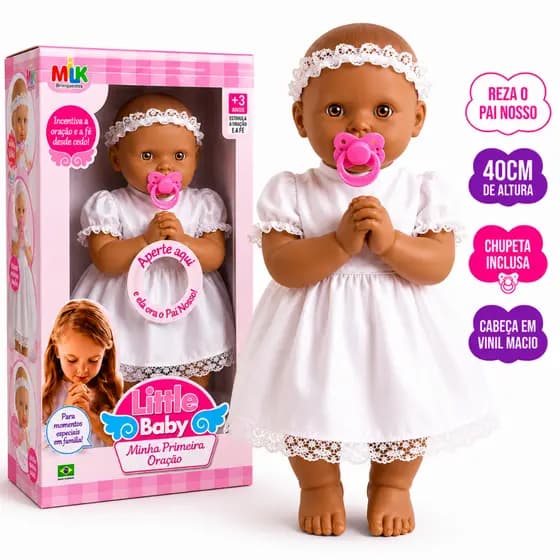 Boneca Negra Primeira Oração Reza O Pai Nosso - Envio Imediato - Milk -